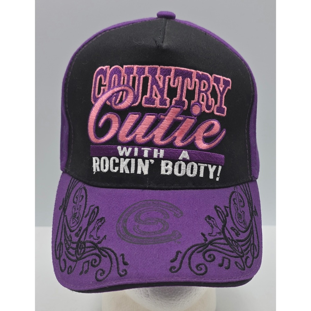 Country Sassy Strapback Hat Womens Purple‎ Black Country Cutie Rockin Bootie Cap